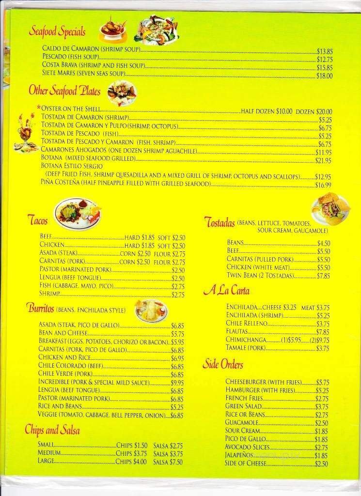 Menu page 1