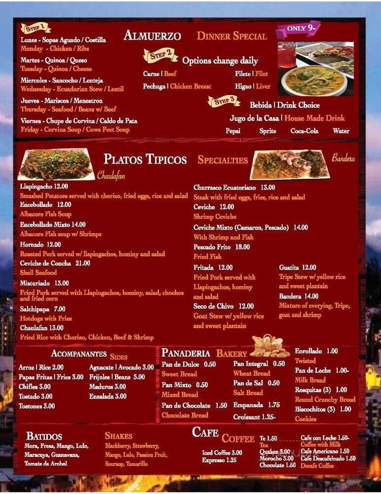 Menu page 1