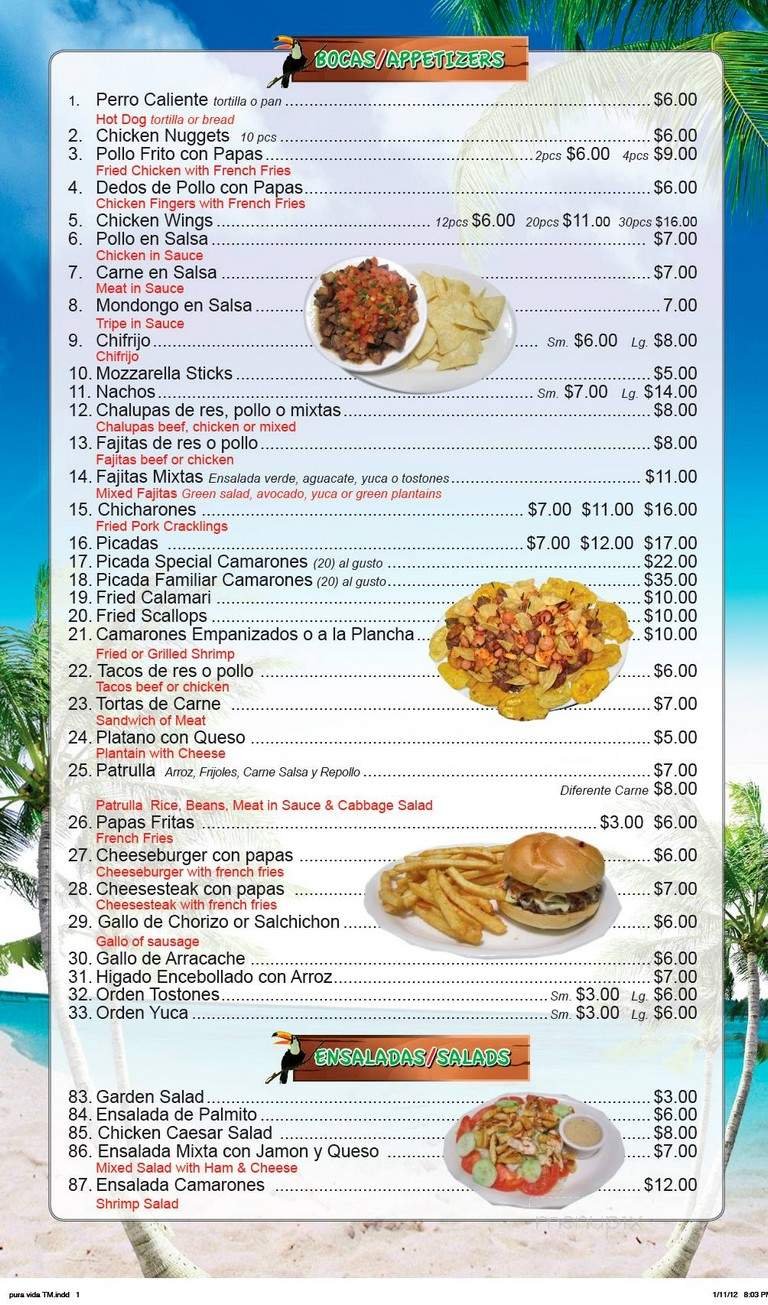 Menu page 1