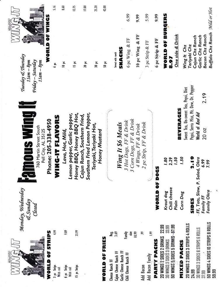 Menu page 1