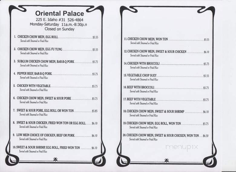Menu page 1
