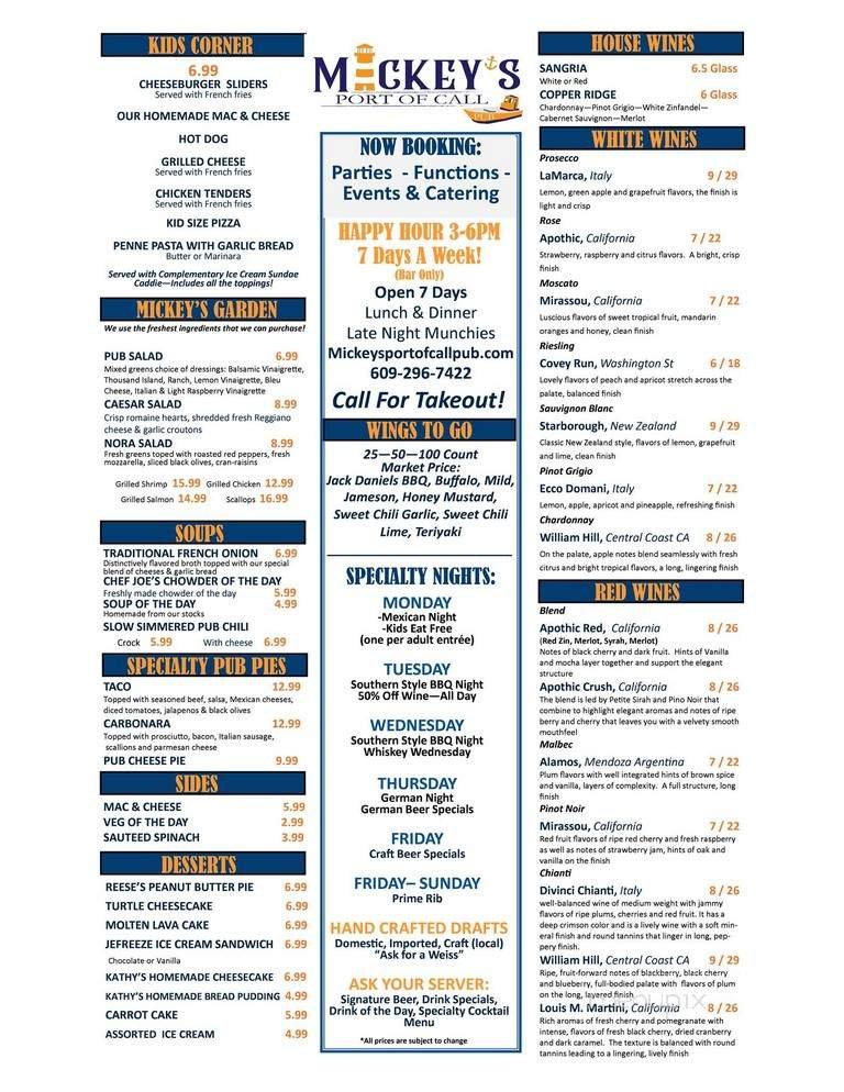 Menu page 1