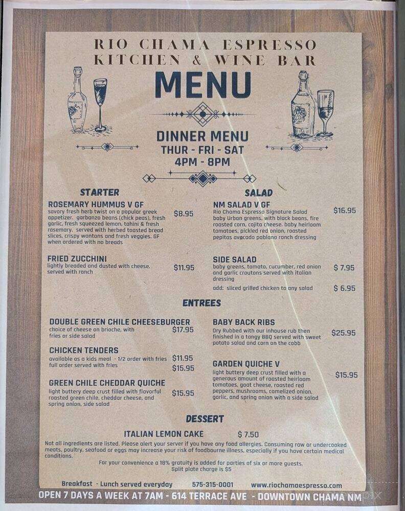 Menu page 1