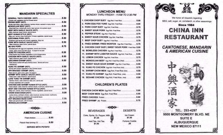 Menu page 1