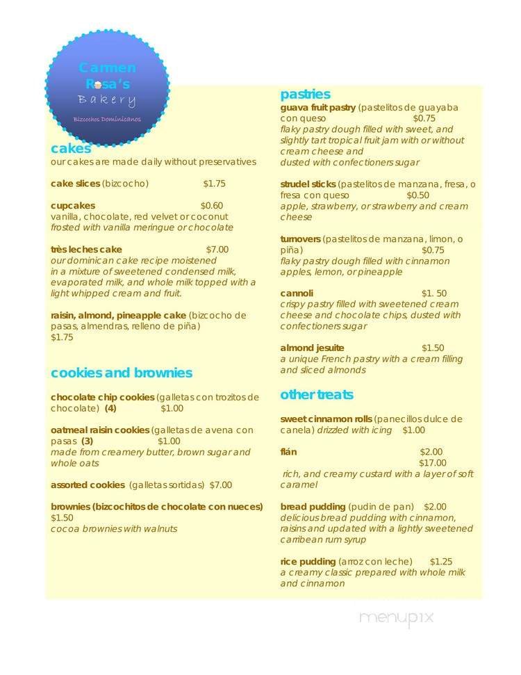Menu page 1