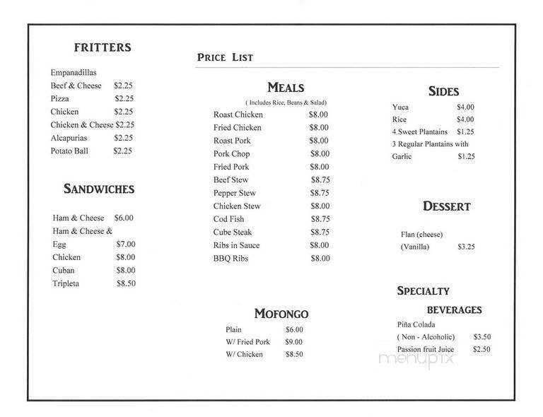 Menu page 1