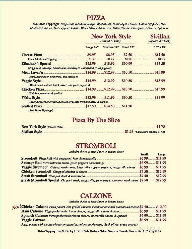 Menu page 1