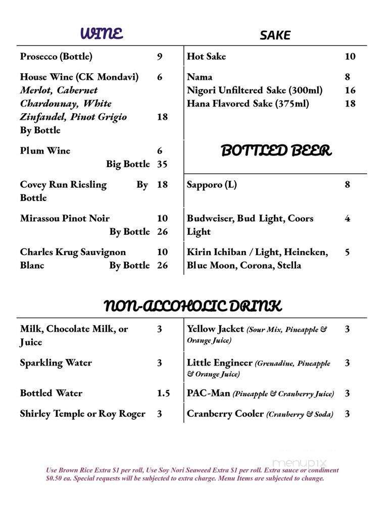 Menu page 1
