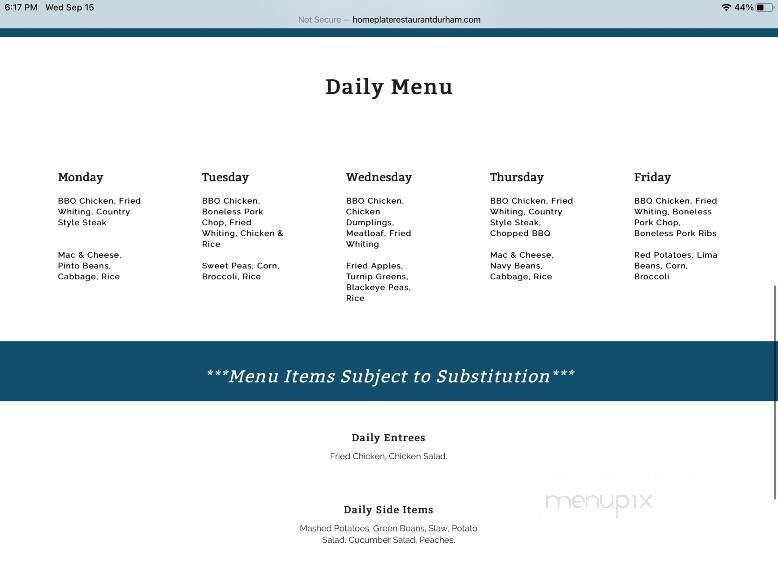 Menu page 1