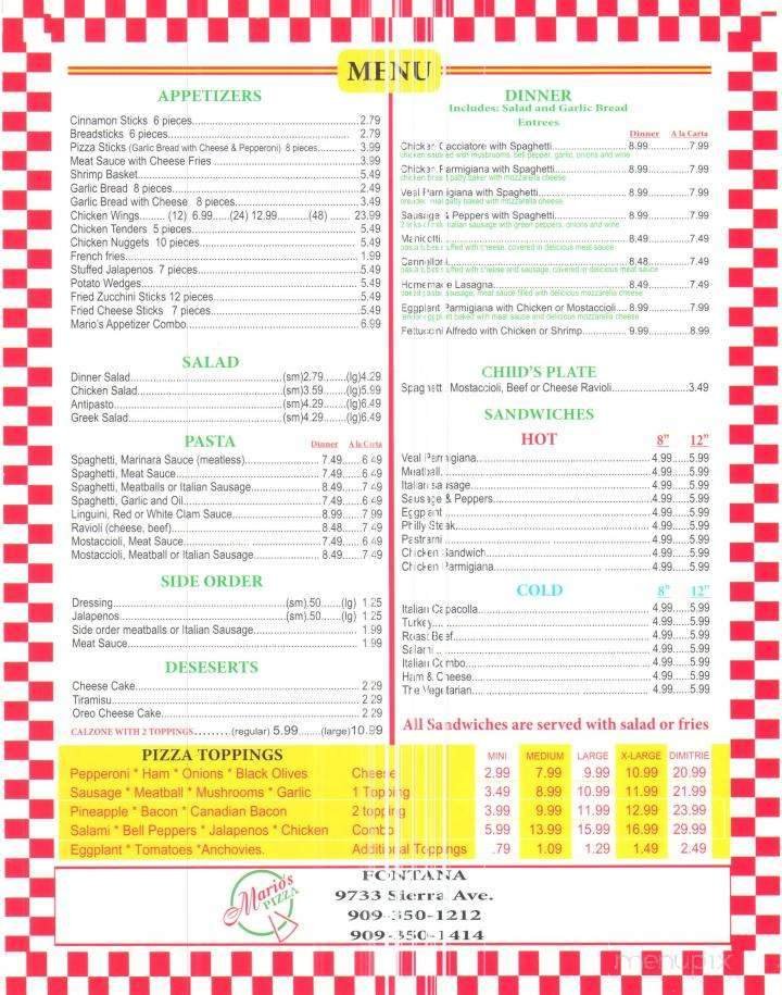 Menu page 1