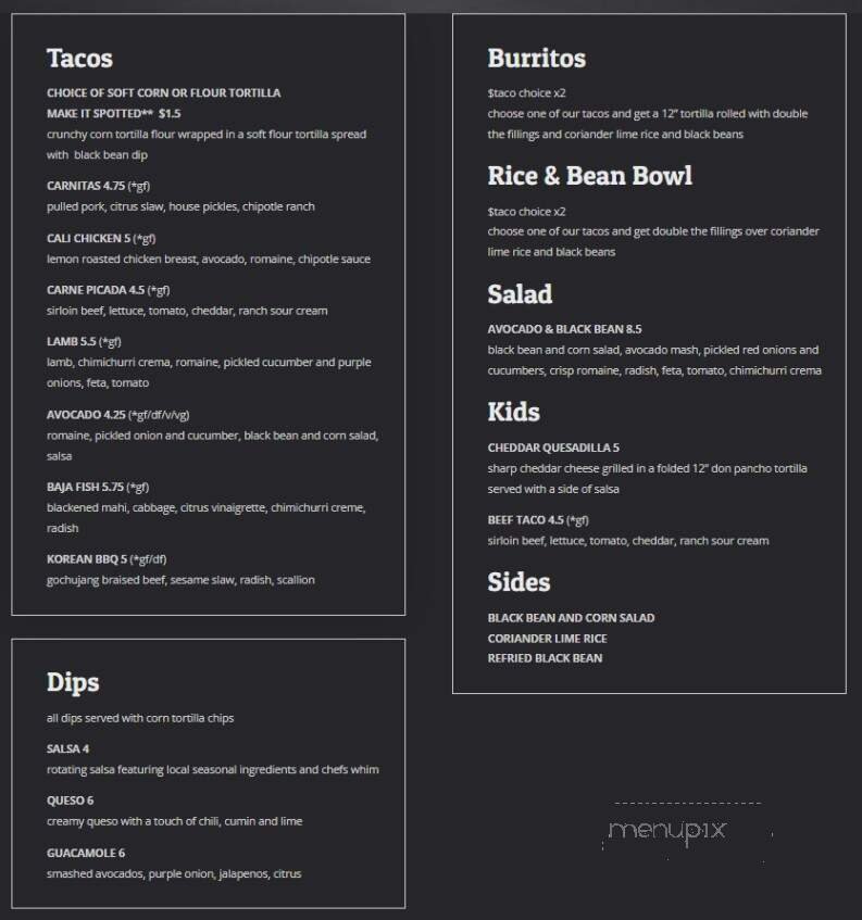 Menu page 1