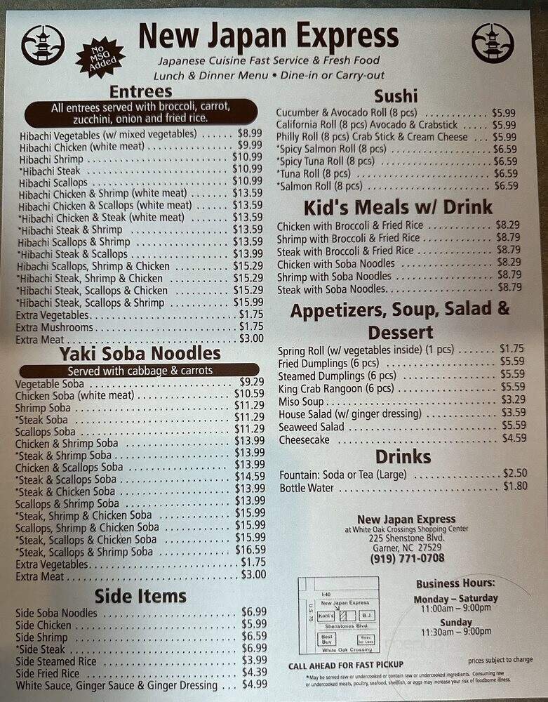 Menu page 1