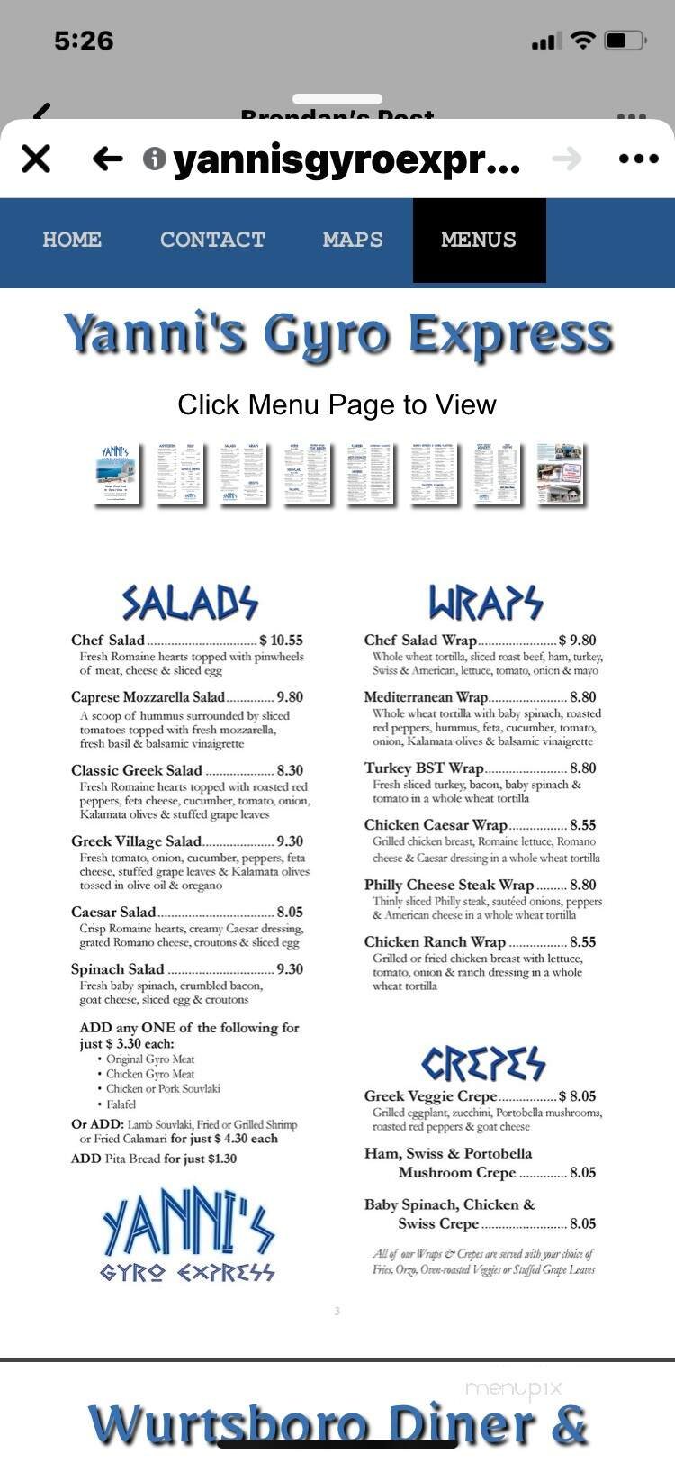 Menu page 2