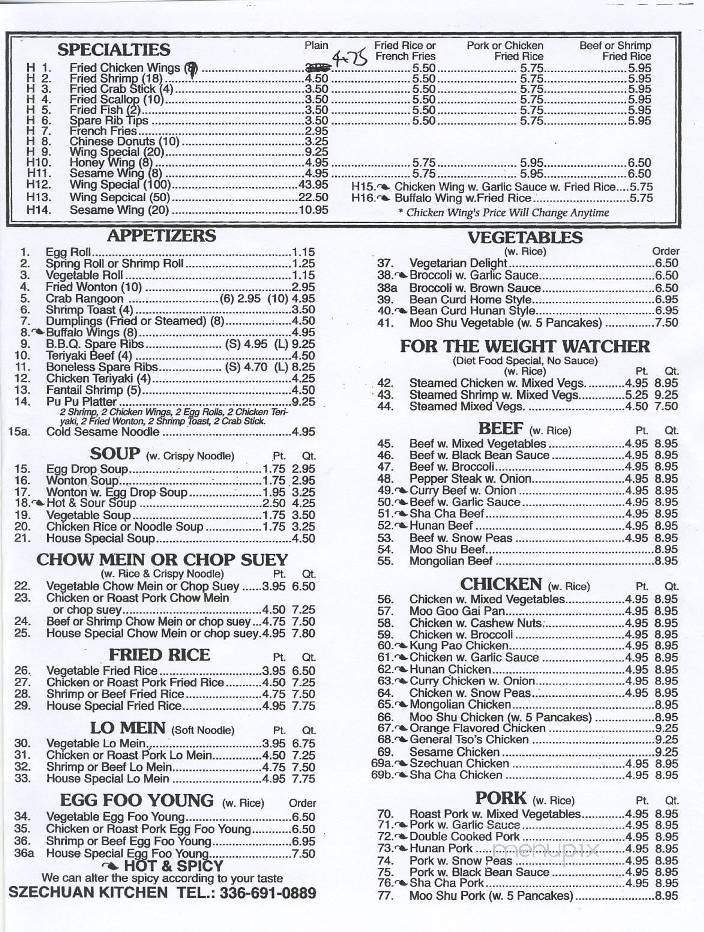 Menu page 1