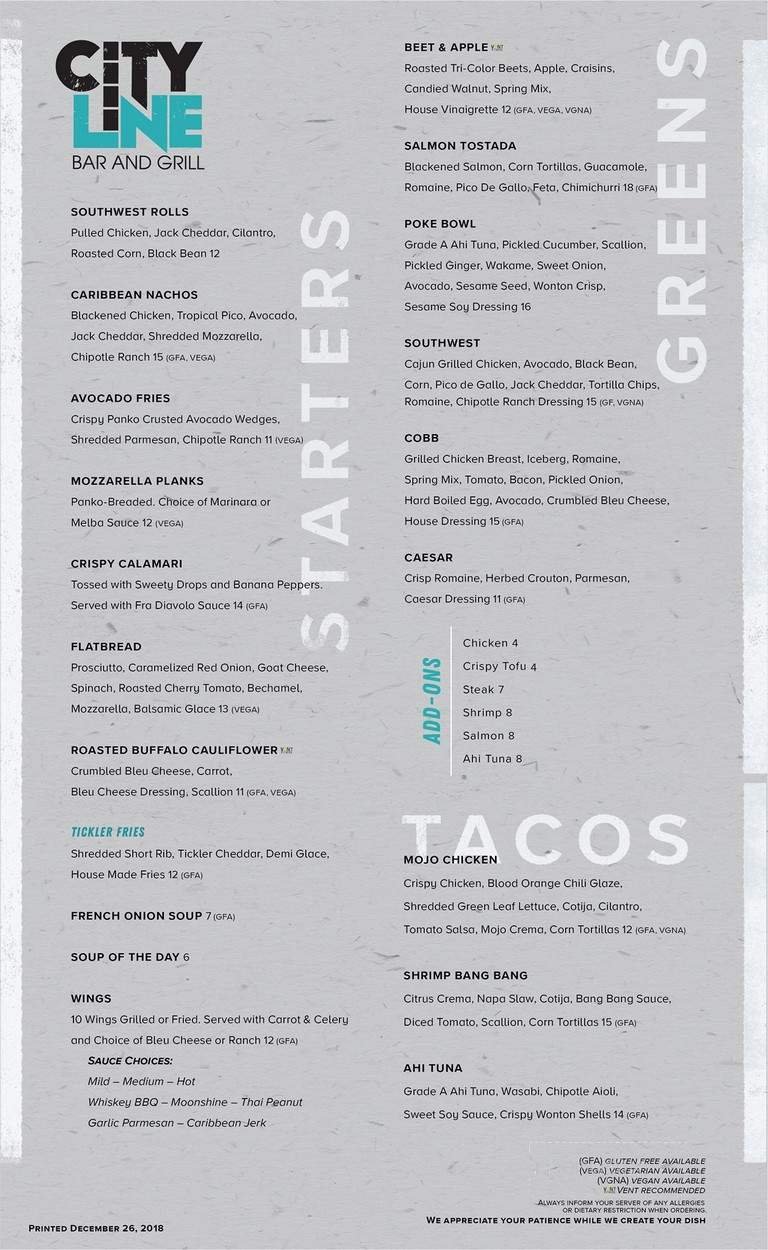 Menu page 1