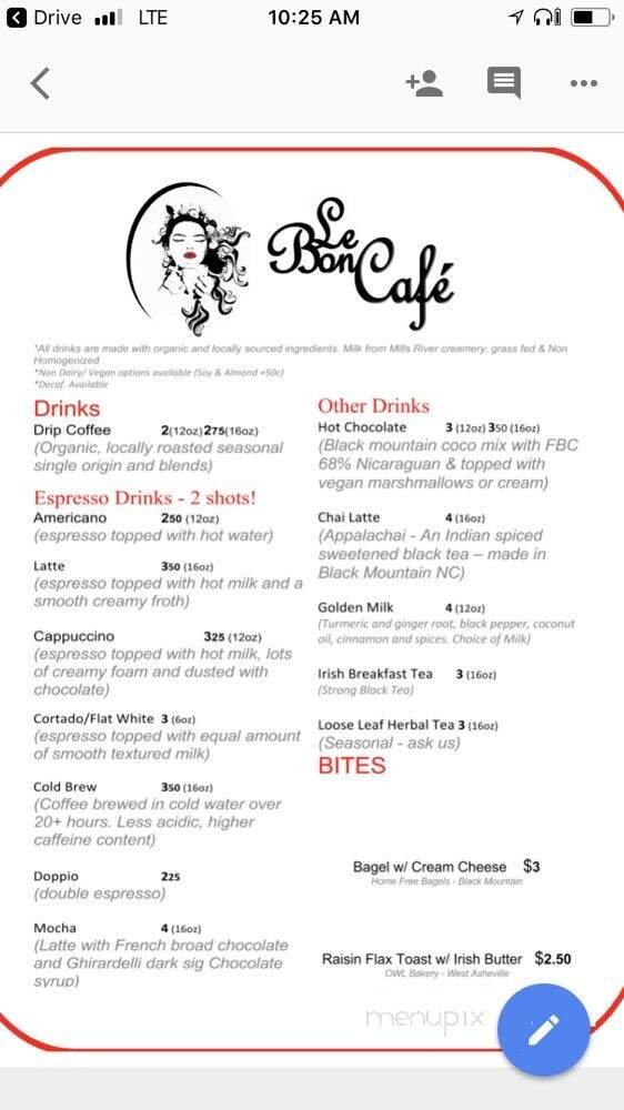 Menu page 1