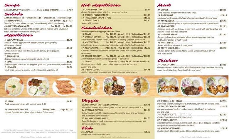 Menu page 1