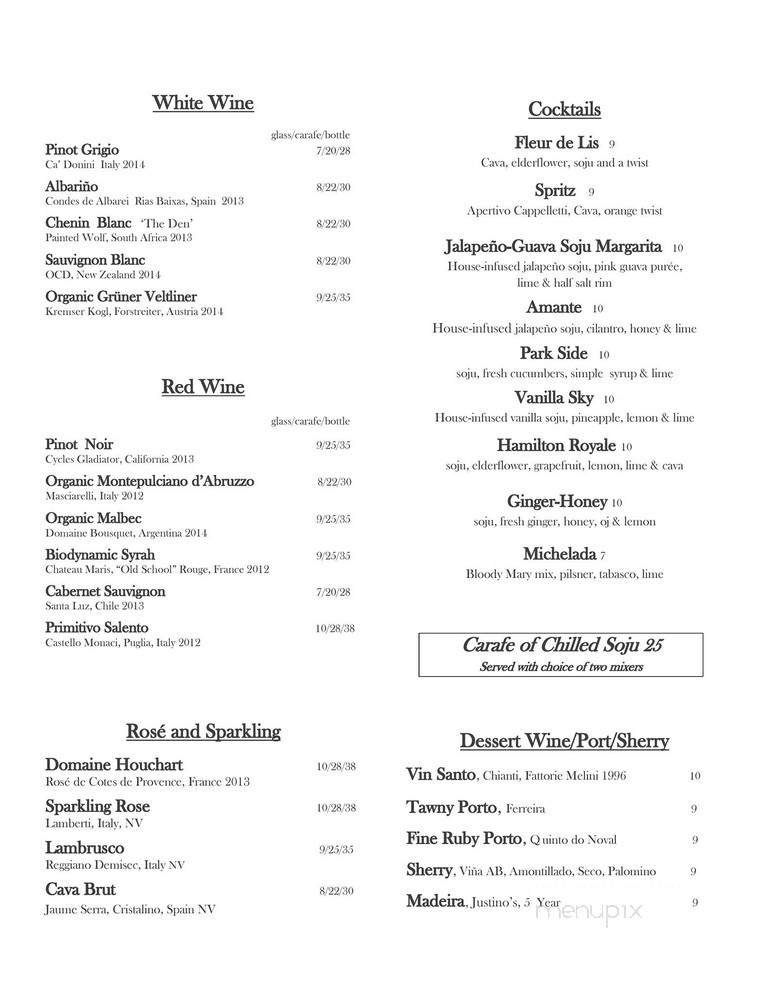 Menu page 1