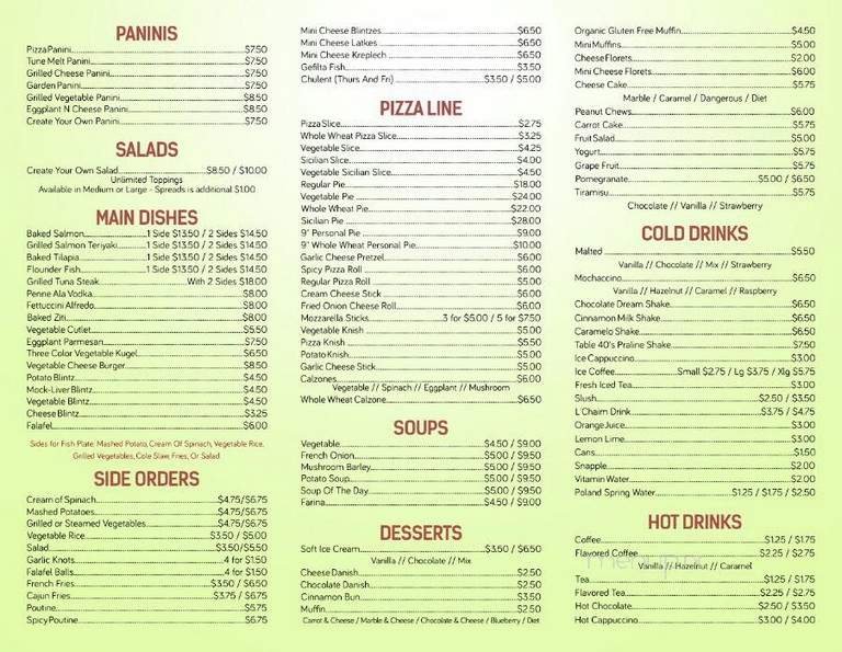 Menu page 1