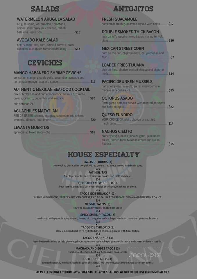 Menu page 1