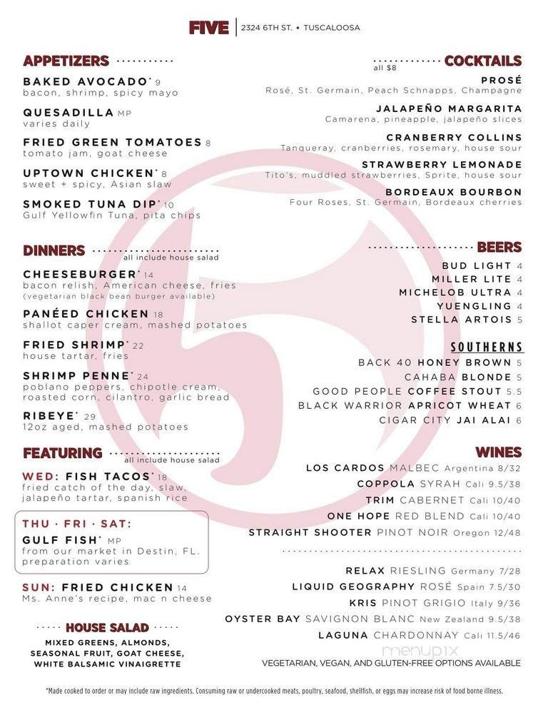 Menu page 1