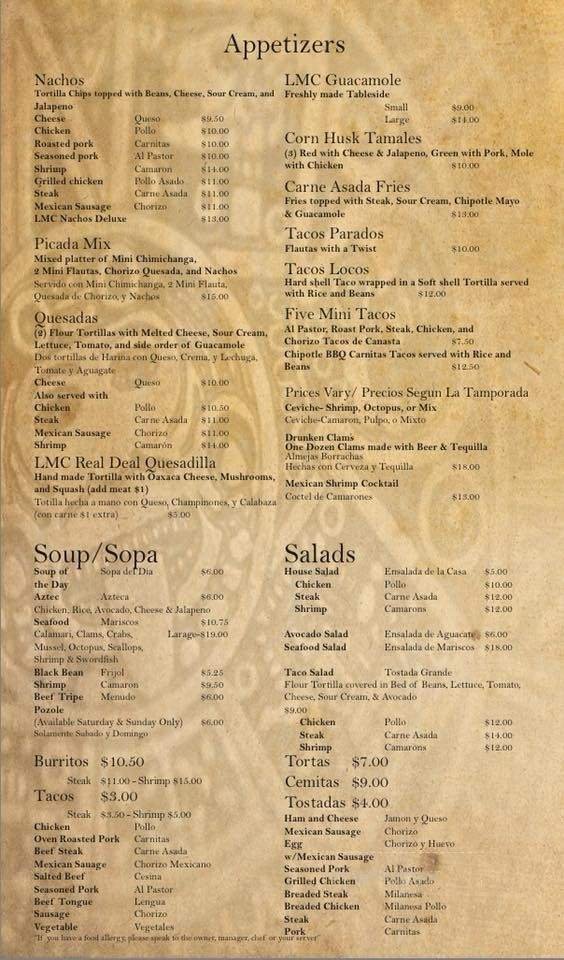 Menu page 1