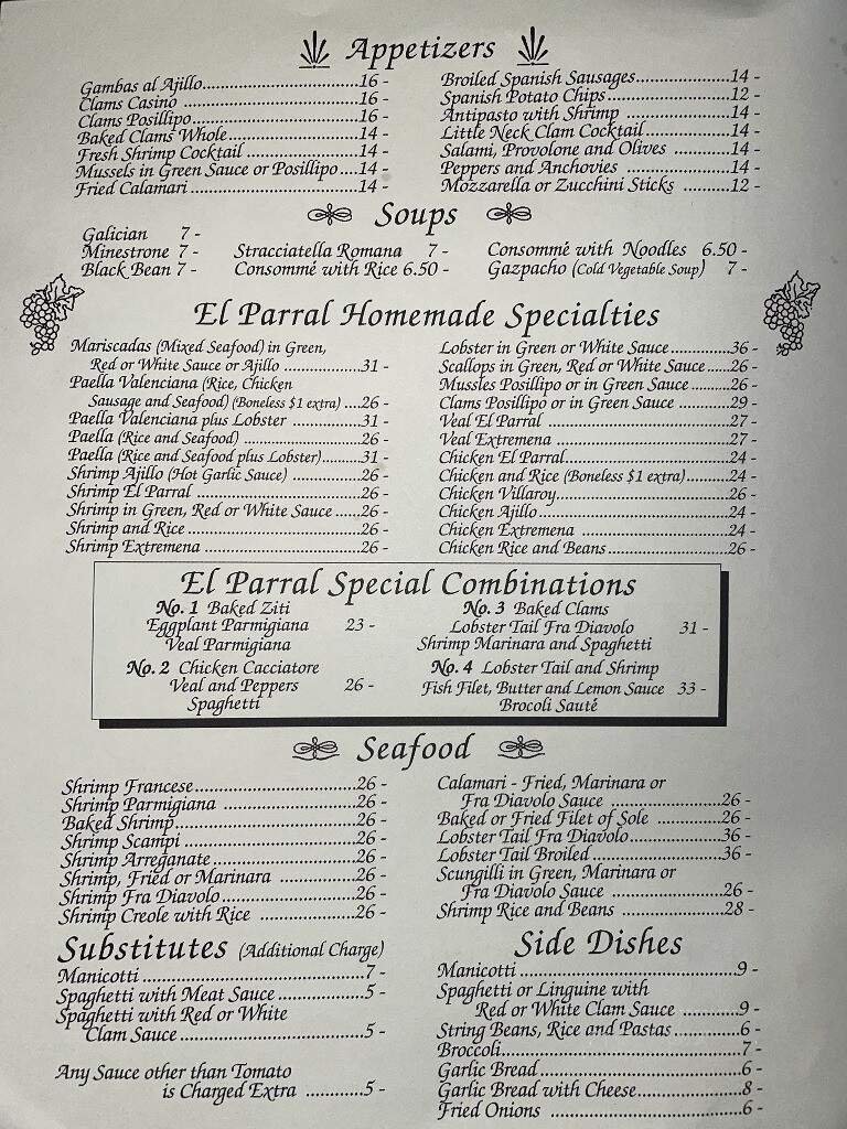 Menu page 1