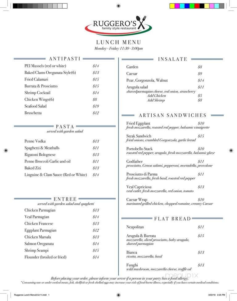 Menu page 1