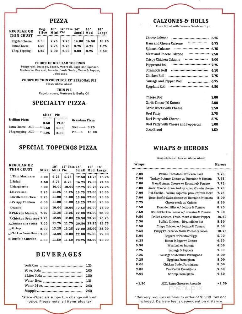 Menu page 1