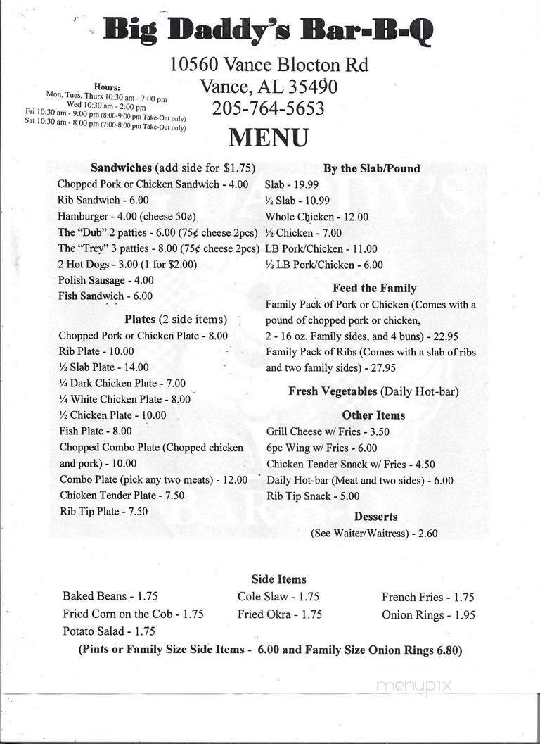 Menu page 1