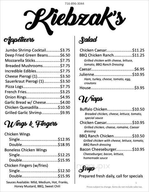 Menu page 1