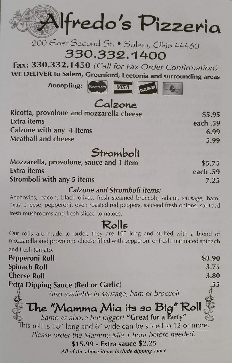 Menu page 1