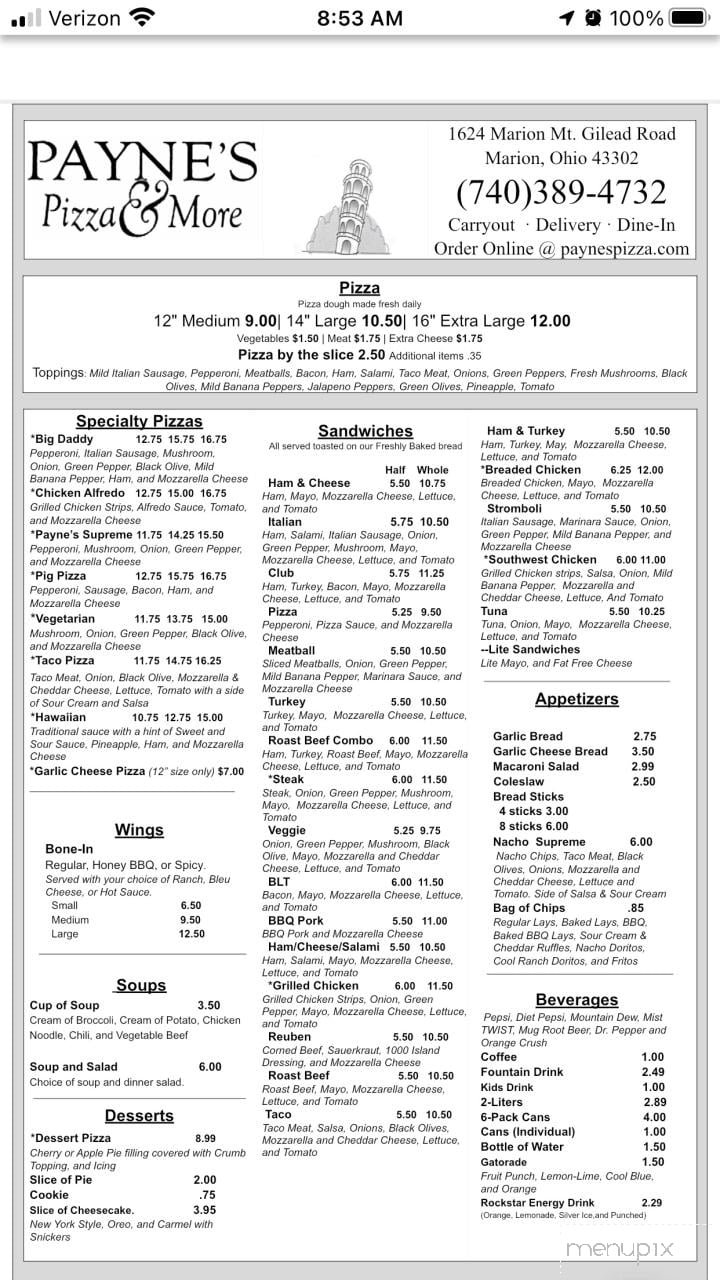 Menu page 1
