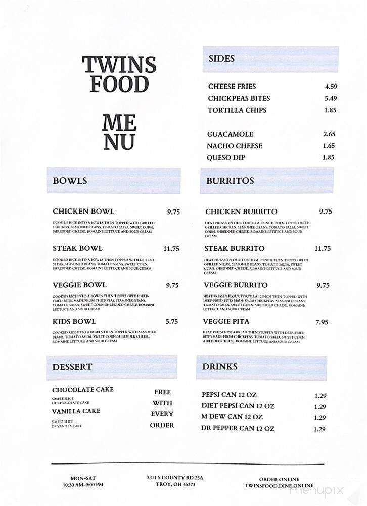 Menu page 1