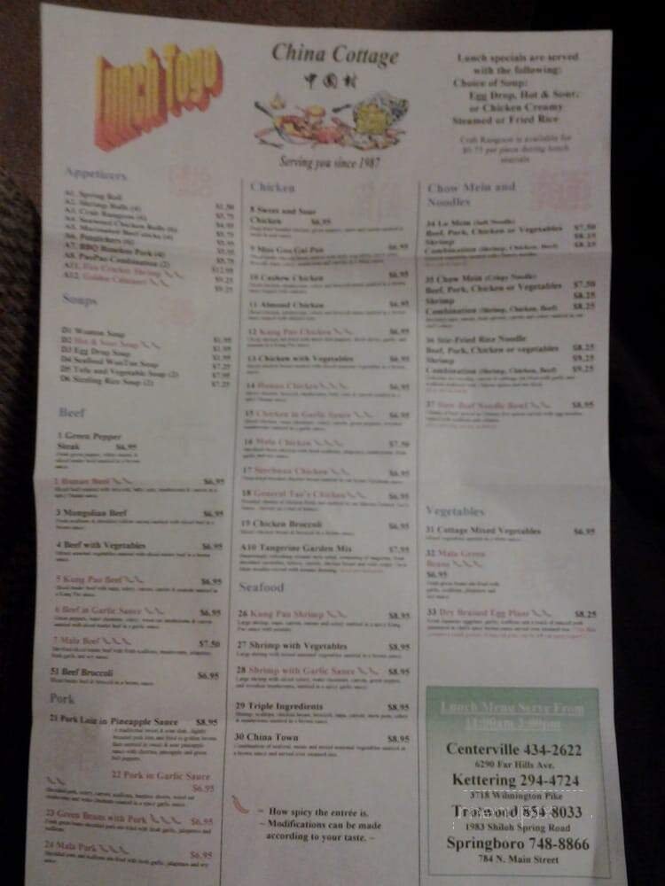 Menu page 1