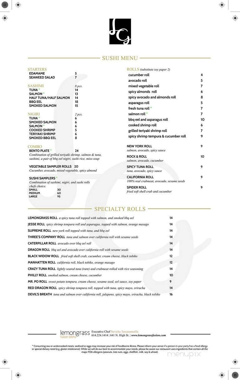 Menu page 1