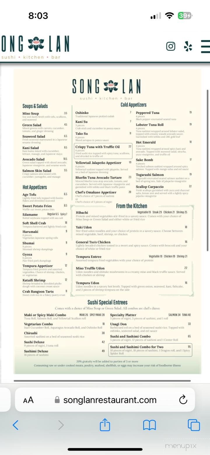 Menu page 1