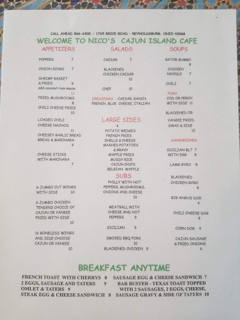 Menu page 1