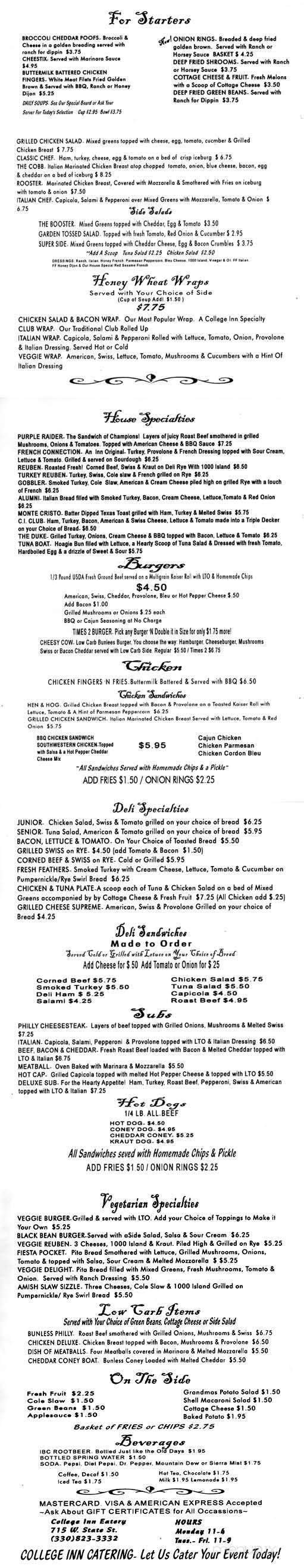 Menu page 1