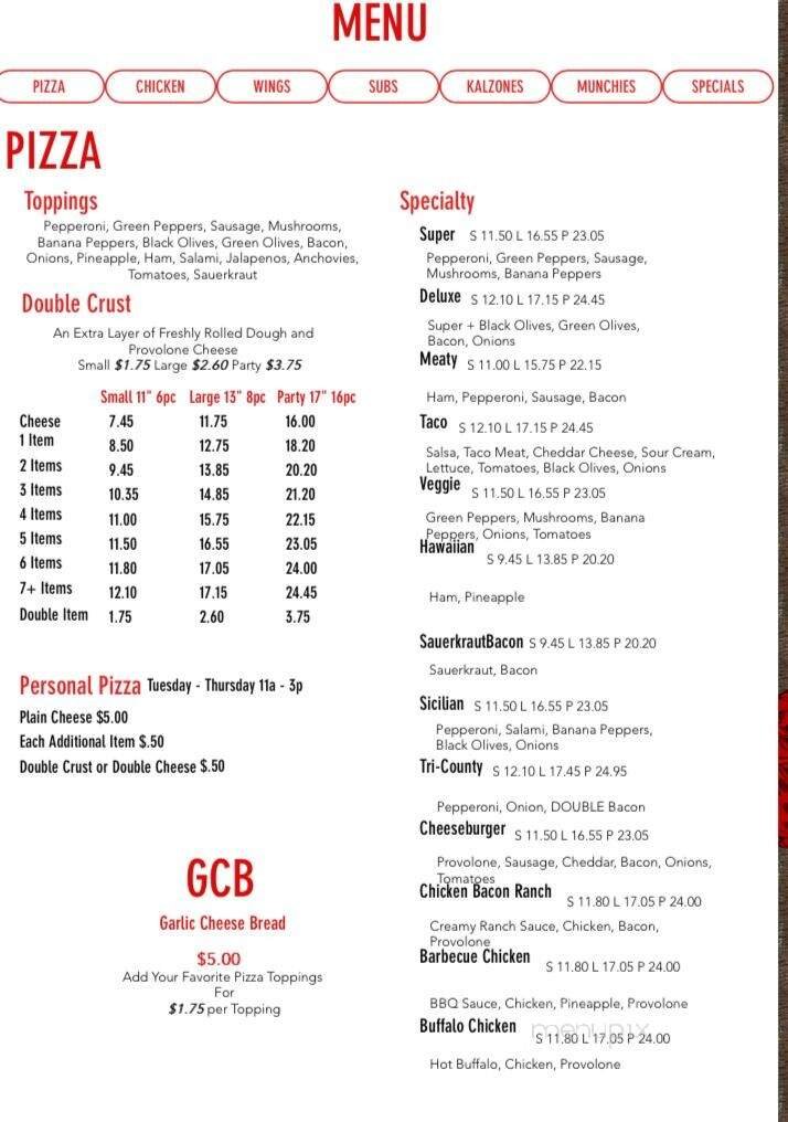 Menu page 1