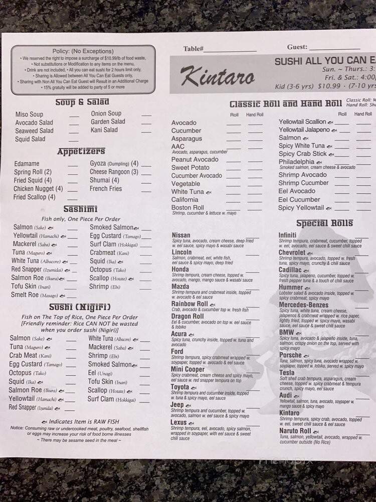 Menu page 1