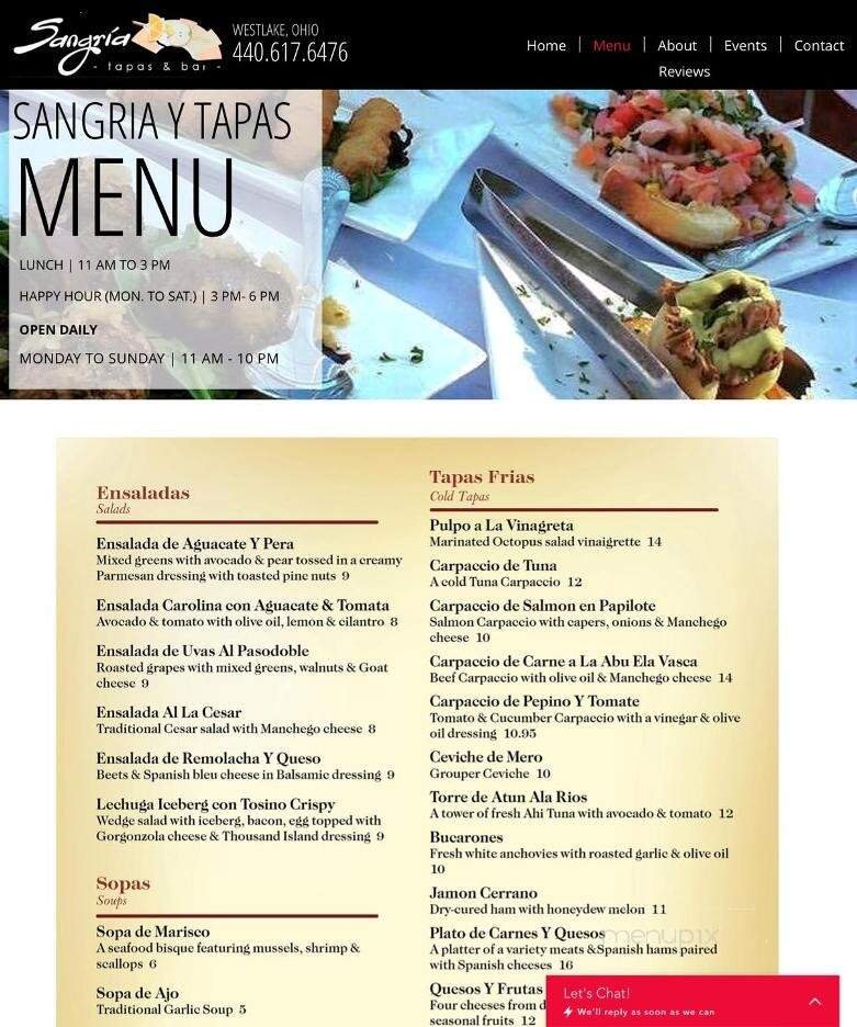 Menu page 1