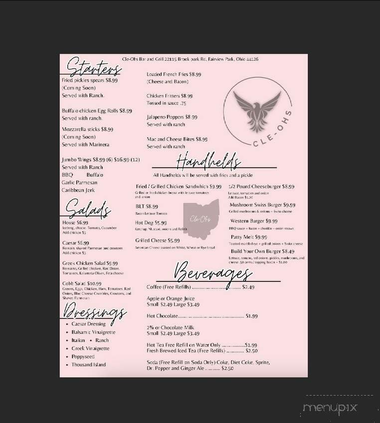 Menu page 1