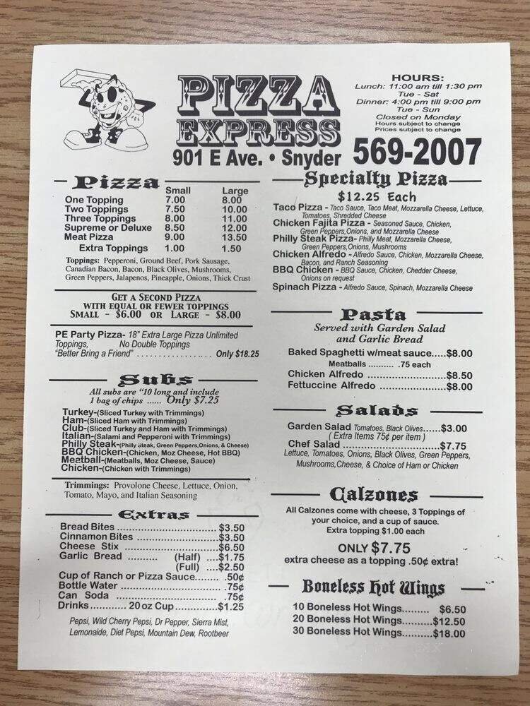 Menu page 1