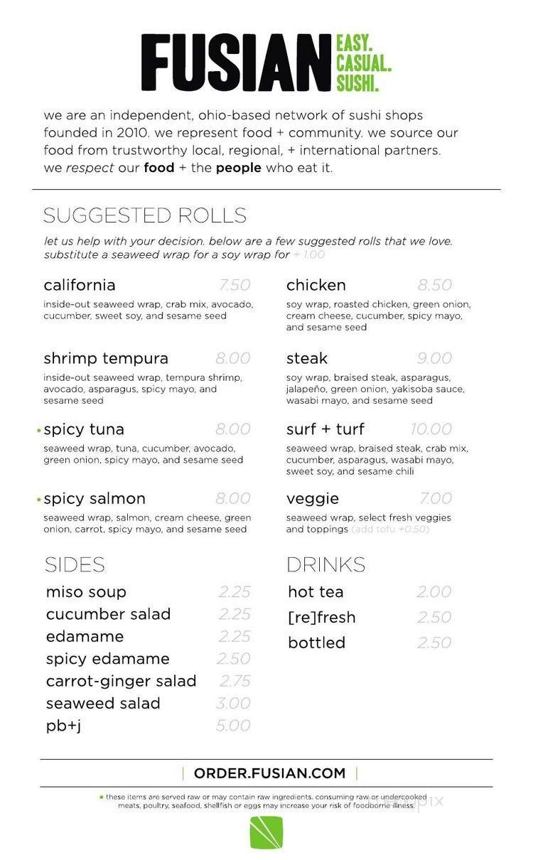 Menu page 1