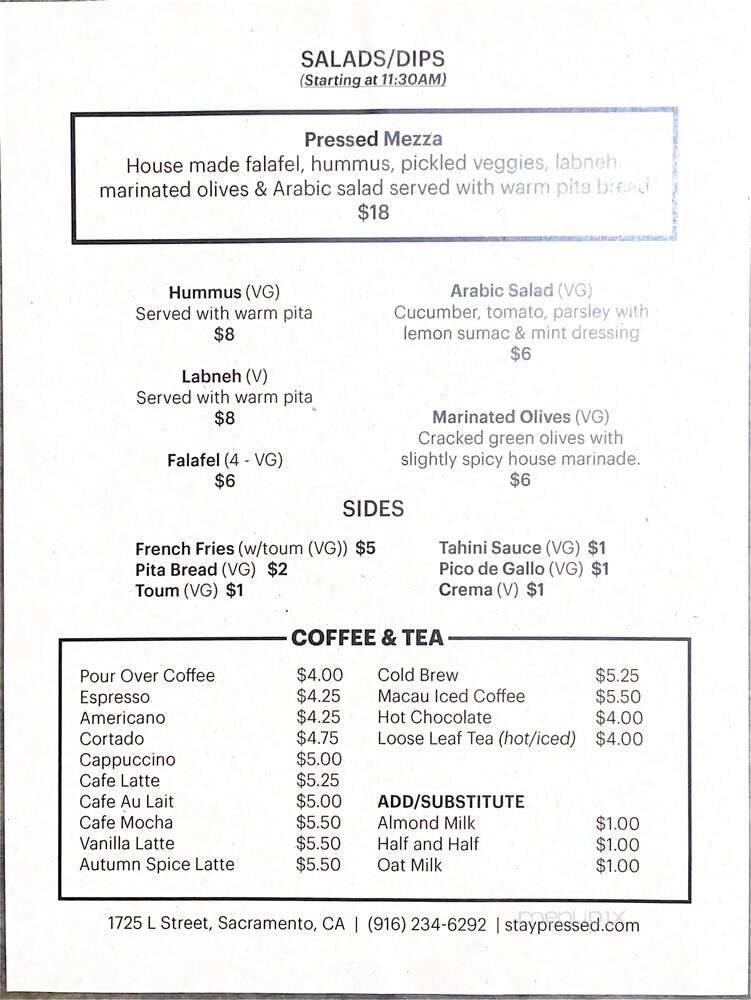 Menu page 1