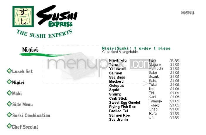 Menu page 1