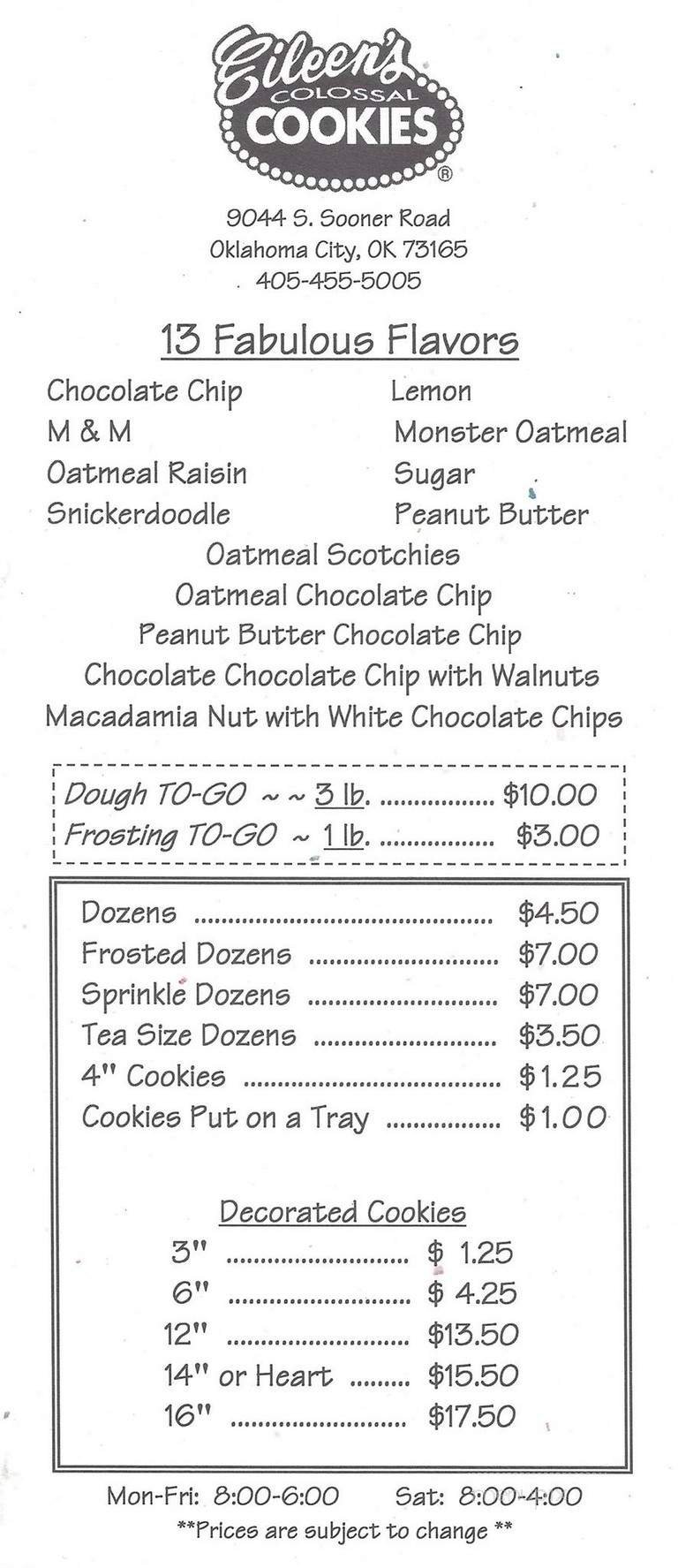 Menu page 1