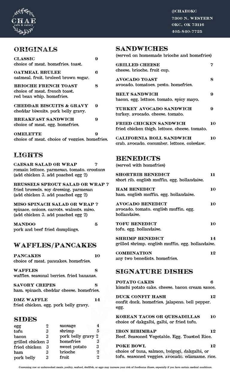 Menu page 1