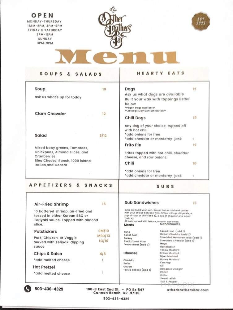 Menu page 1